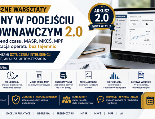 Praktyczne warsztaty z wyceny w podejściu porównawczym 2.0  Regresja, trend czasu, MASR, MKCŚ, MPP i automatyzacja operatu bez tajemnic